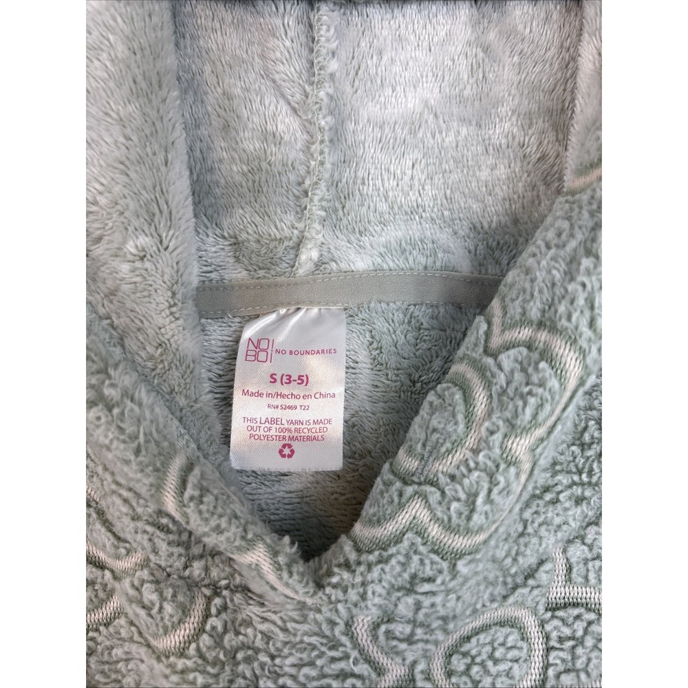 NO BOUNDARIES Pullover Hoodie Women/Jr Sz S 3-5 Green Flower Fleece Cinch-Waist - Picture 6 of 16